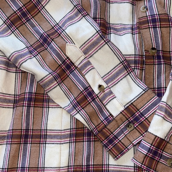 Jachs Girlfriend Tan & Purple Plaid Flannel Button Down - Picture 4 of 6
